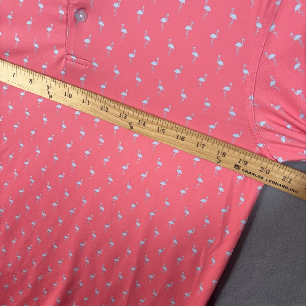 Waggle Polo Shirt Mens Sz M Pink Flamingos Stretch Performance Golf Golfer - Picture 7 of 7